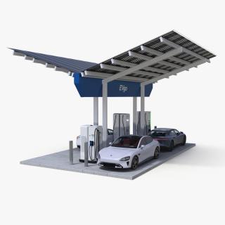 Charging Station and Electric Cars 3D model