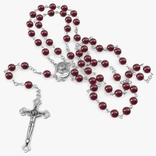 3D model Rosary Beads with Crucifix Red