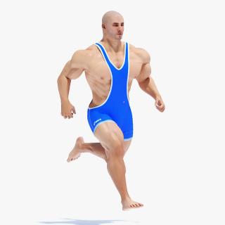 3D model Powerful Athlete Wearing Asics Blue Leotard Rigged