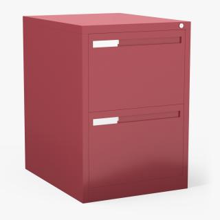 Filing Cabinet 2 Drawer Red 2 3D model