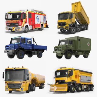 3D model Mercedes Benz Trucks Rigged Collection 3