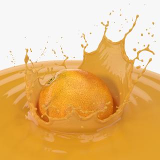 Orange with Juice Splash 3D model