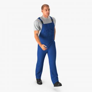 3D model Construction Worker Blue Uniform Walking Pose