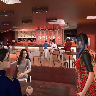 Modern Bar with Customers Fur 3D model