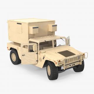 3D model Shelter Carrier MSE HMMWV m1037 Rigged Desert