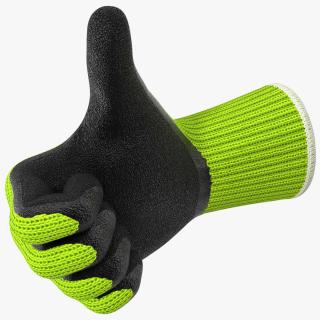 Safety Work Gloves Thumbs Up Green 3D model