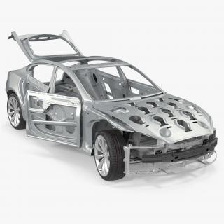 3D Tesla Model S Frame and Chassis Rigged model