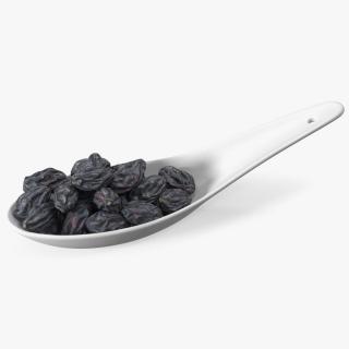 Black Raisins in a Spoon 3D model