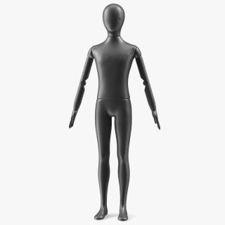 Flexible Child Mannequin Black Rigged 3D