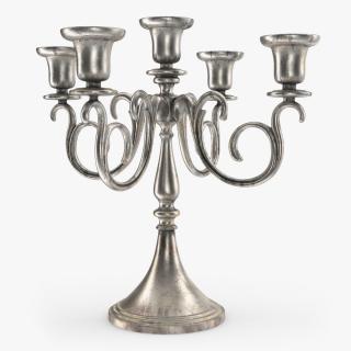 5 Branch Silver Candlestick 3D