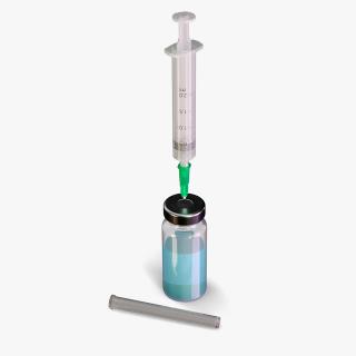 Glass Serum Vial with Syringe 3D model