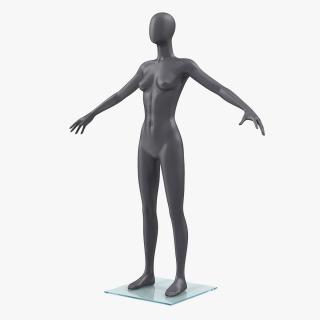 3D Female Dark Grey Mannequin T-Pose model