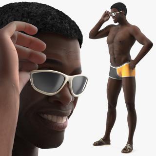 3D Afro American Man in Swimwear Rigged