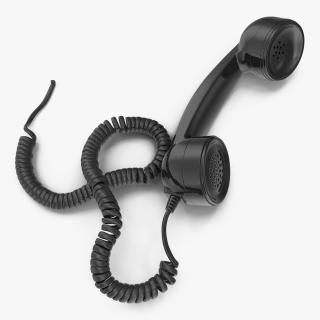 3D Retro Telephone Receiver 2 with Cord