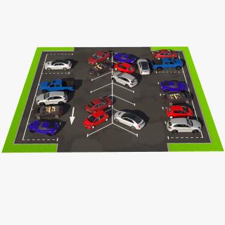 3D Street Car Parking 26 Lots Filled New Fur