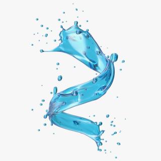 Blue Water Splash Spiral 3D model