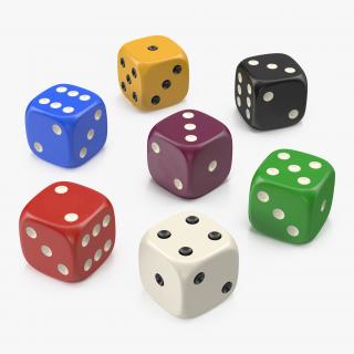 6 Edged Dices 3D Models Set 3D