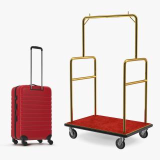 3D model Hotel Luggage Cart and Luggage Bag Collection