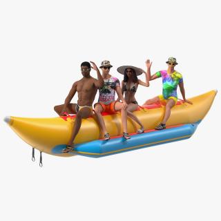 Banana Boat With People Rigged for Maya 3D model