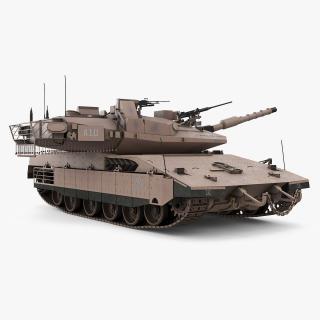 3D Dirty Israeli Tank Merkava 5 Beige Rigged