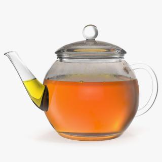 3D Glass Teapot with Tea