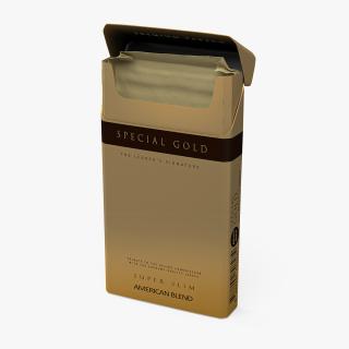 3D model Pack of Cigarettes Super Slim Gold Empty