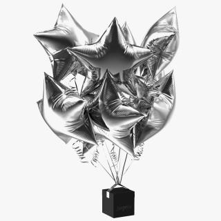 3D Silver Star Balloon Bouquet with Gift Box