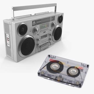 3D Portable Boombox and Audio Cassette Collection