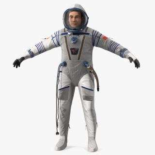 Russian Astronaut Wearing Sokol KV-2 Pressurized Spacesuit Fur 3D