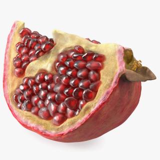 3D Fresh Pomegranate Quarter Slice