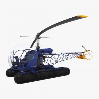 Bell 47 On Floats Rigged 3D model