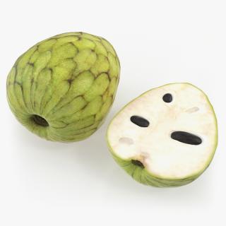 3D model Cherimoya Fruit Whole and Half