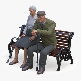 3D Elderly People Sitting on a Bench model