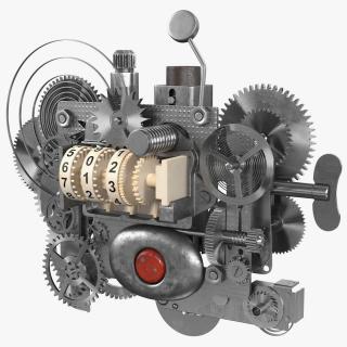 Clockwork Gear with Counter Mechanism Silver 3D model