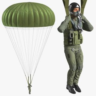 Parachute with US Military Pilot 3D