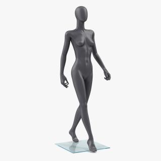 Dark Grey Female Mannequin Walking Pose 3D model