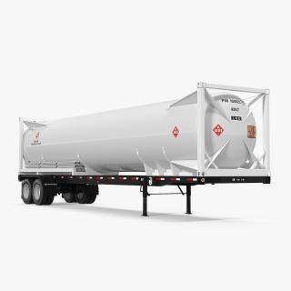 3D model LNG Semi Trailer Gas Tank Trailer Rigged