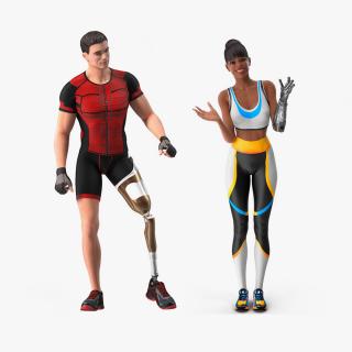 Rigged Man and Woman with Prosthetic Collection 3D