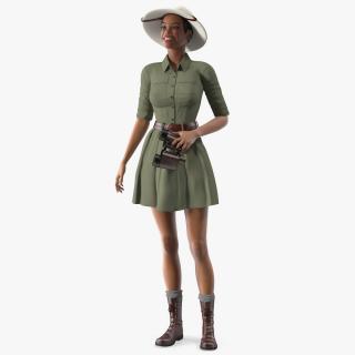 3D model Light Skin Black Woman Explorer Standing Pose