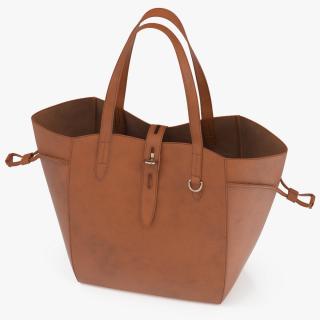 Leather Tote Bag Brown 3D