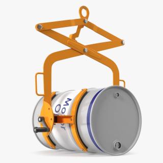 Crane Mounted Drum Lifter and Rotator with Barrel 3D model