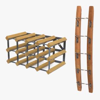 3D Wooden Wine Racks Collection model