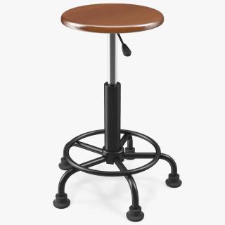 3D model Retro Wood and Metal Drafting Stool