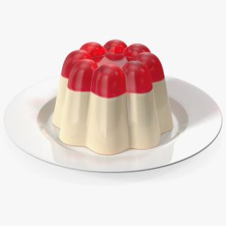 3D Jelly Pudding Chery Milk on Plate model