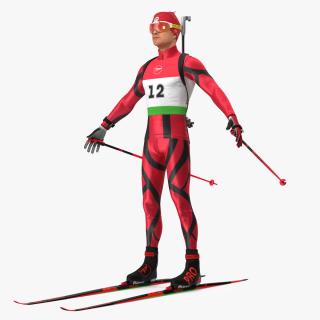 3D Biathlete Fully Equipped Rigged