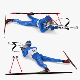 Biathlete Fully Equipped USA Team Shooting Pose 3D