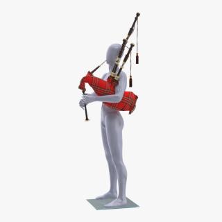 3D Mannequin with Scottish Red Bagpipes