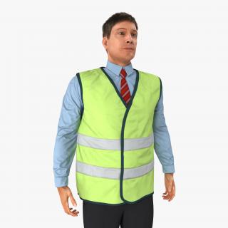 3D model Construction Architect in Yellow Safety Jacket Standing Pose