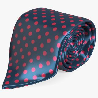 Silk Tie with Red Dots 3D