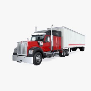 Truck Kenworth W990 with Semi Trailer 3D